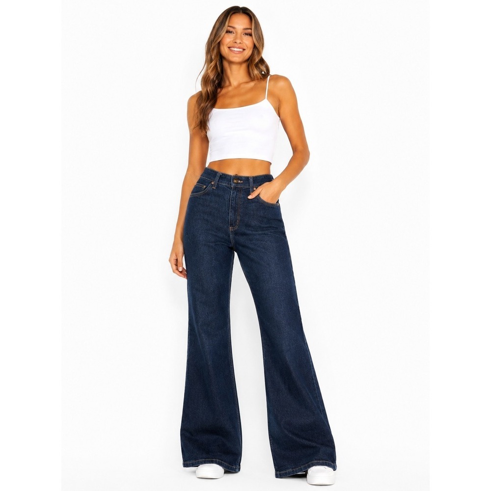 Lee Wide Leg Flare Jeans Womens Size 12 Dark Wash Country Western Cowgirl